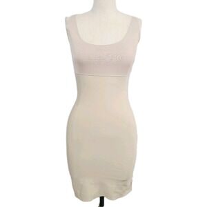 Spanx Shapewear Tank Slip‎ Dress M Beige Bodycon Slimming Minimalist Slip